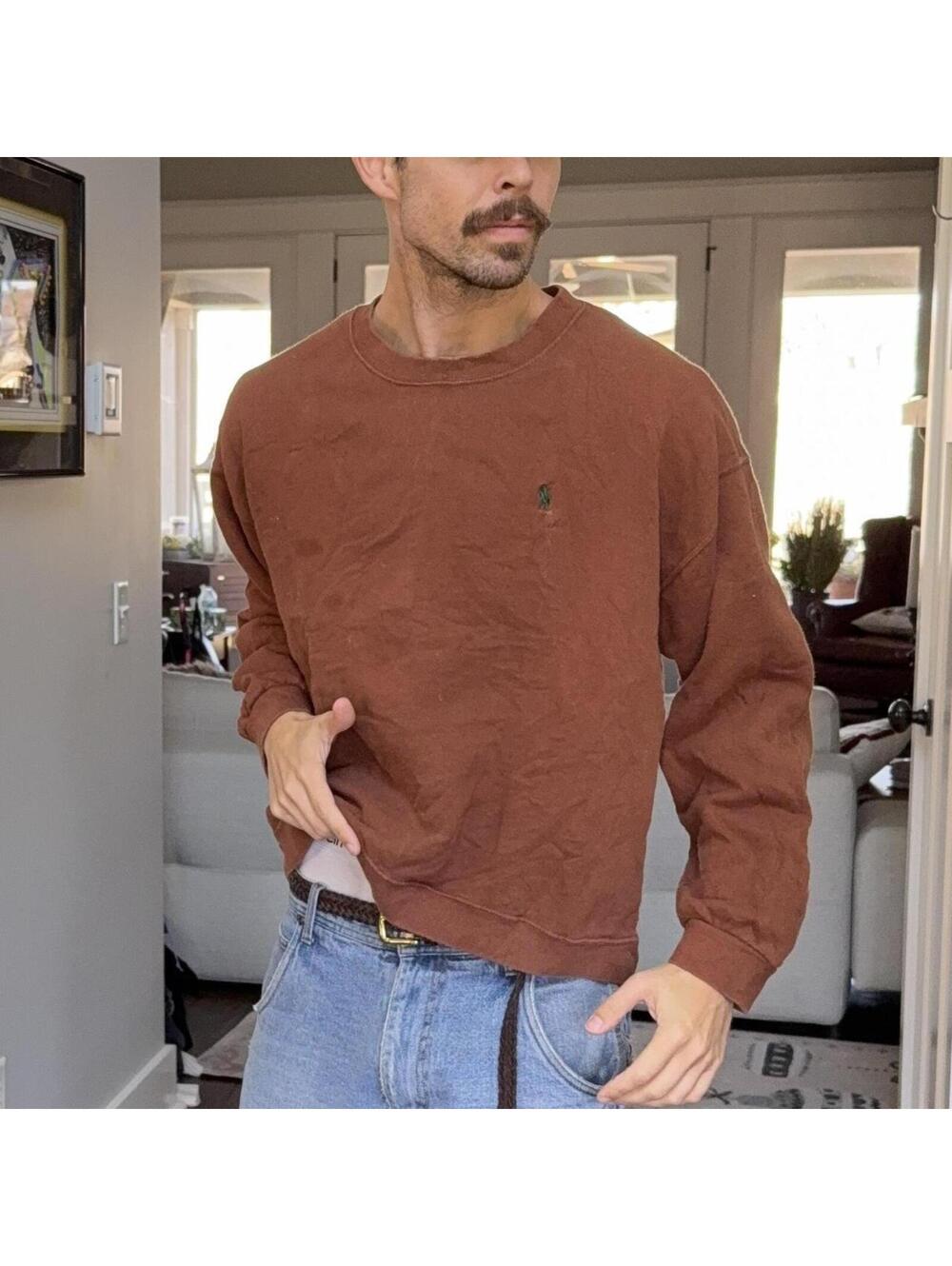🍂 Vintage Polo Ralph Lauren Washed Rust Crewneck Sweatshirt | USA Made | Size L